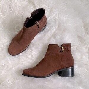Cole Haan Haidyn Scotch Suede Leather Block Heel Ankle Boots Booties Sz 7